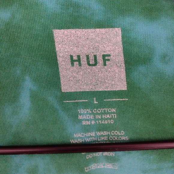 HUF Tie Dye Green & Blue Skate T-Shirt - Picture 4 of 5